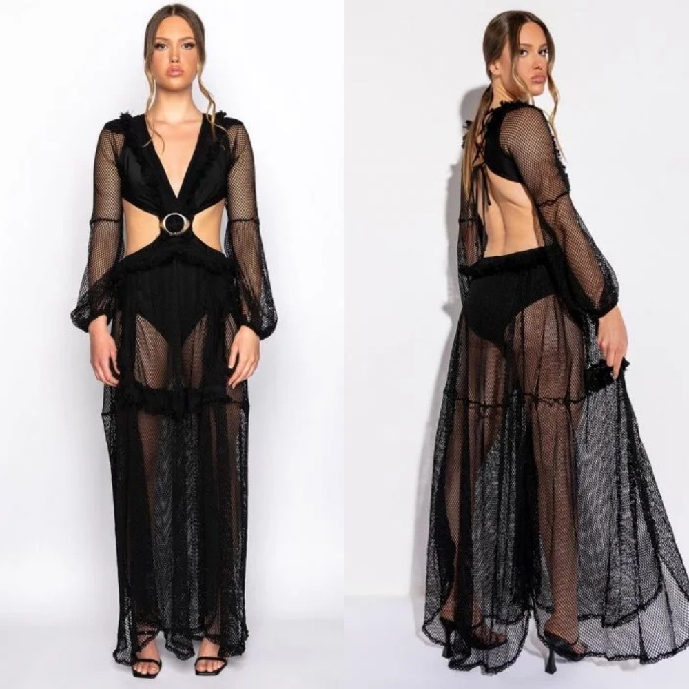 Mesh maxi lace dress